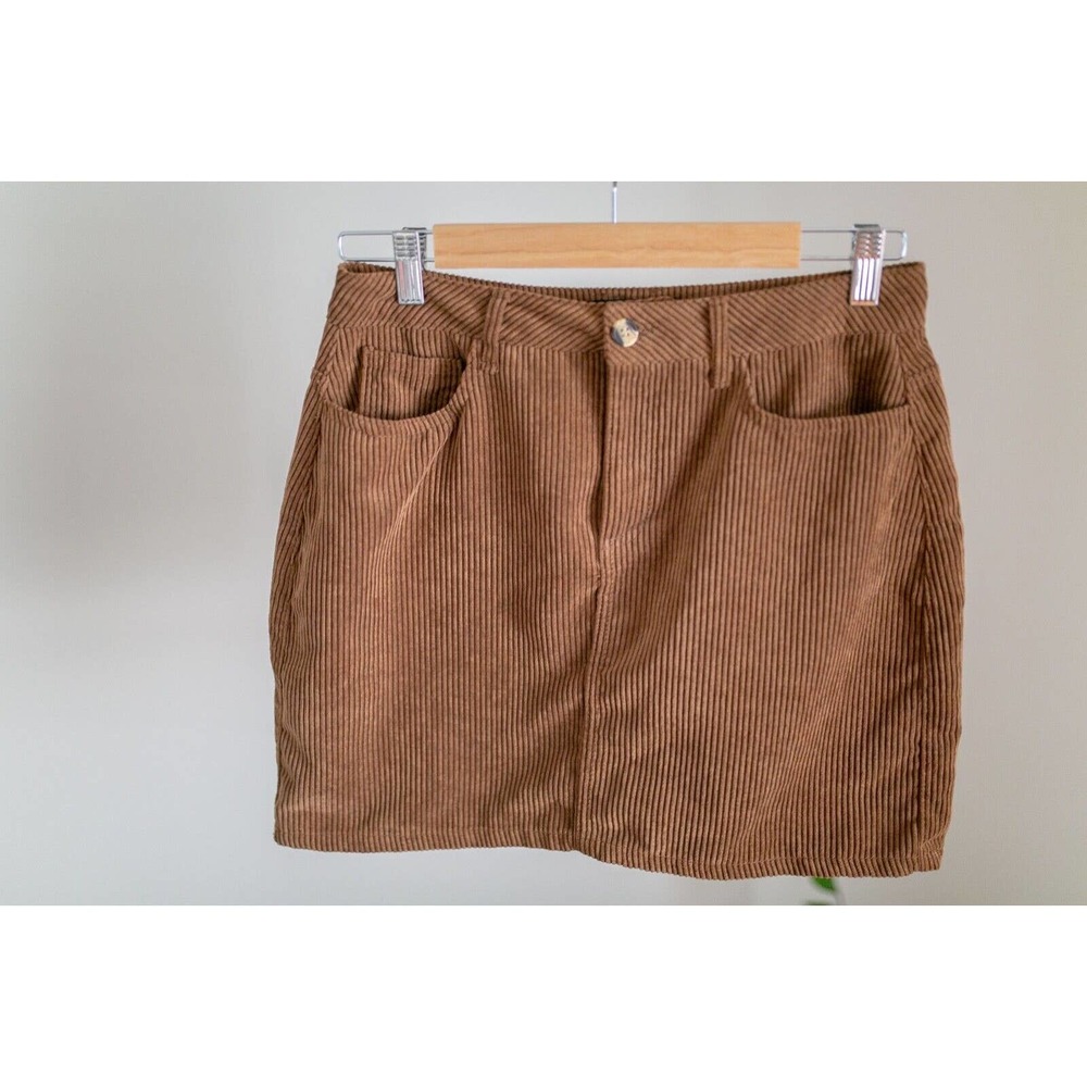 Ambiance Apparel Brown Corduroy 5 pocket straight Skirt size M
